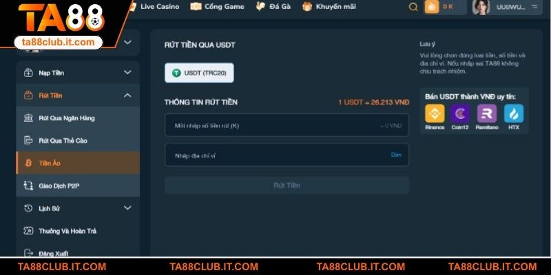Thủ thuật rút tiền TA88 nhanh chóng, an toàn